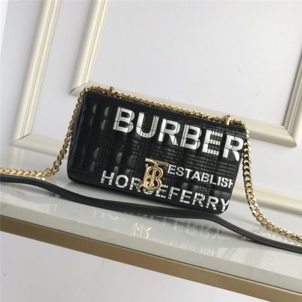 Burberry Small Horseferry Print Quilted Lola Bag in black