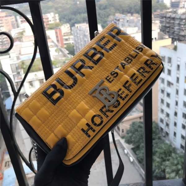 Burberry Small Horseferry Print Quilted Lola Bag in Yellow - Image 8