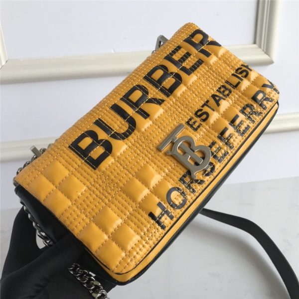 Burberry Small Horseferry Print Quilted Lola Bag in Yellow - Image 9