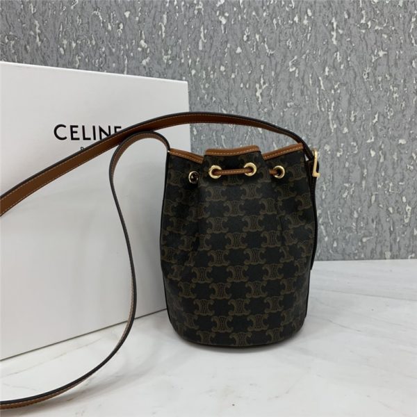 celine small drawstring bag in Triomphe Canvas bags - Image 8