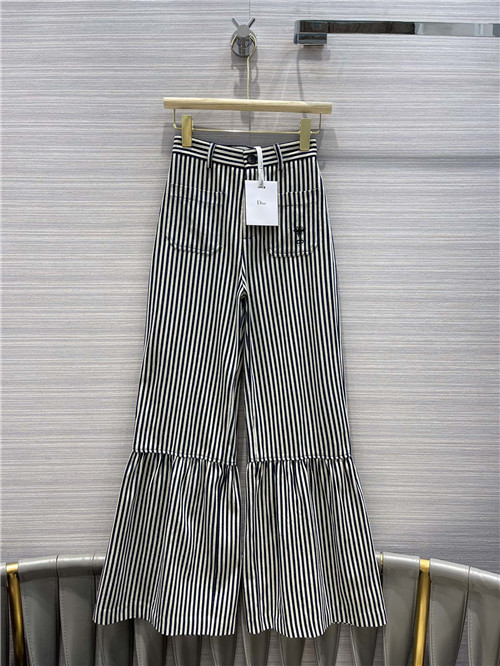 dior blue striped straight-leg pants