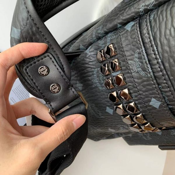 MCM Stark Side Studs Backpack in Visetos Black - Image 29