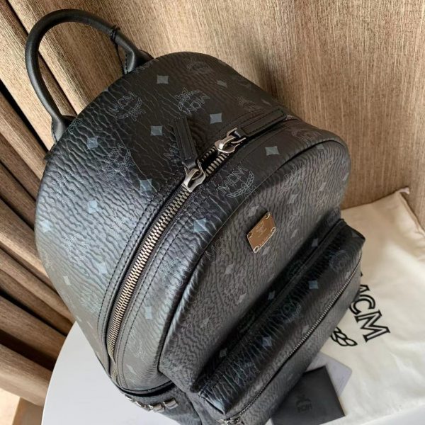 MCM Stark Side Studs Backpack in Visetos Black - Image 32