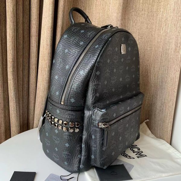 MCM Stark Side Studs Backpack in Visetos Black - Image 33