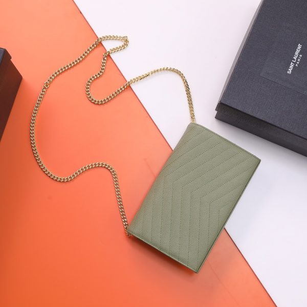 YSL Yves Saint Laurent ???????? ??? Envelope Gold logo Green - Image 3