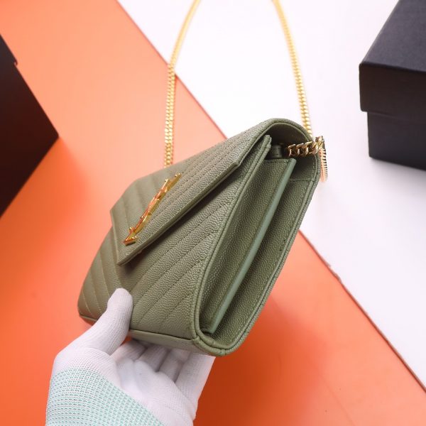 YSL Yves Saint Laurent ???????? ??? Envelope Gold logo Green - Image 8