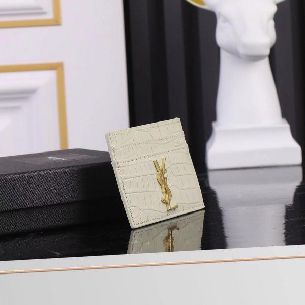 YSL Yves Saint Laurent SLP Crocodile Print Card Holder Gold logo - Image 18