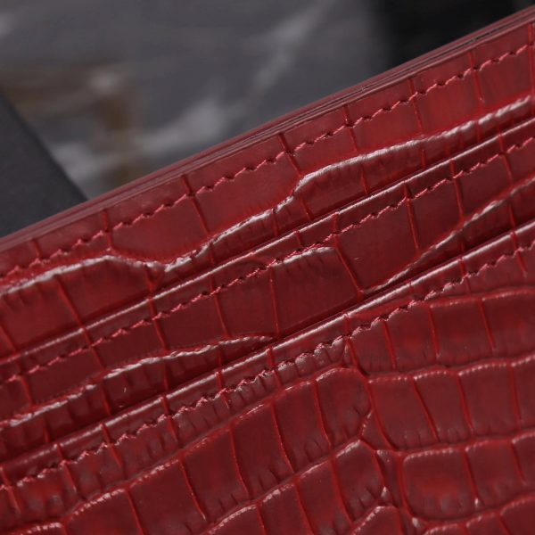 YSL Yves Saint Laurent SLP Crocodile Print Card Holder Gold logo - Image 27