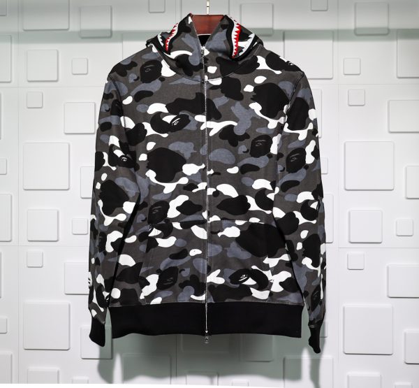 A BATHING APE BAPE SHARK 1ST CAMO HOODIE – BLACK REPLICA - Image 5