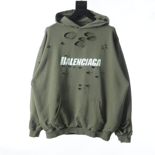 Balenciaga letter printing holes -hooded sweater