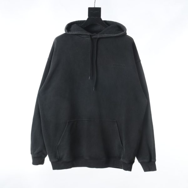 Balenciaga before and after letters embroidery water washing as old hooded sweater
