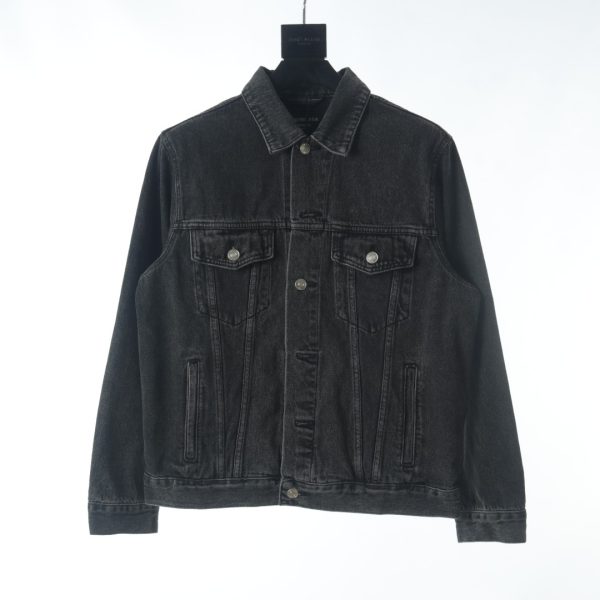 BALENCIAGA BLCG 22FW Gold Ear Crown Print Denim Jacket