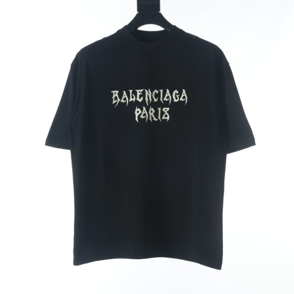 Balenciaga BLCG Bone Letters Print Short Sleeve T-Shirt
