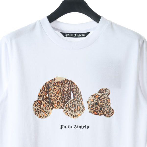 PALM ANGELS summer new leopard print broken head bear print short-sleeved T-shirt - Image 3