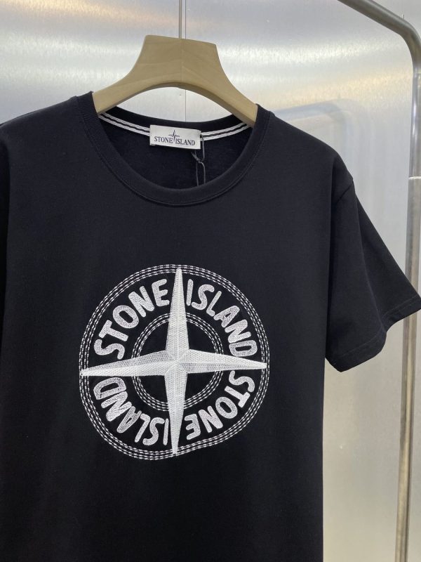 Stone Island STONE heavy industry embroidered big compass logo short-sleeved casual all-match men and women the same round neck cotton T-shirt - Image 6