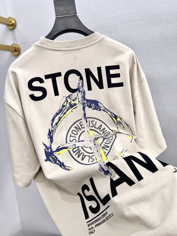 Stone island 23 spring and summer new letter round neck logo printing round neck short-sleeved T-shirt, upgraded fabric, invincible texture, The high-quality stone island short sleeves that can be felt as soon as you get started - Image 9