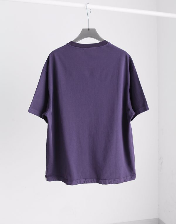 JIL Sander JIL Sander 23 spring and summer new JIL letter patch, basic grape purple loose personality elastic hem half sleeves, round neck short-sleeved T-shirt, high-weight combed cotton twill cotton fabric - Image 18