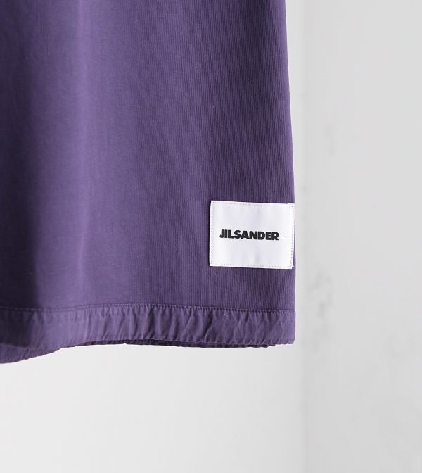 JIL Sander JIL Sander 23 spring and summer new JIL letter patch, basic grape purple loose personality elastic hem half sleeves, round neck short-sleeved T-shirt, high-weight combed cotton twill cotton fabric - Image 15
