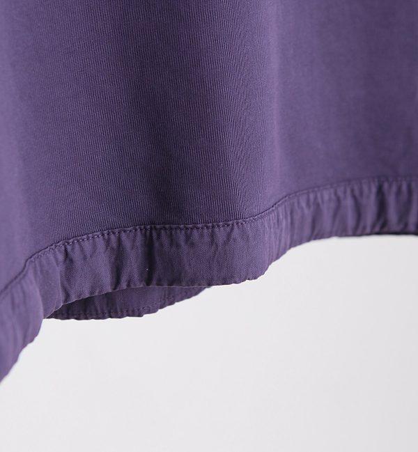 JIL Sander JIL Sander 23 spring and summer new JIL letter patch, basic grape purple loose personality elastic hem half sleeves, round neck short-sleeved T-shirt, high-weight combed cotton twill cotton fabric - Image 14