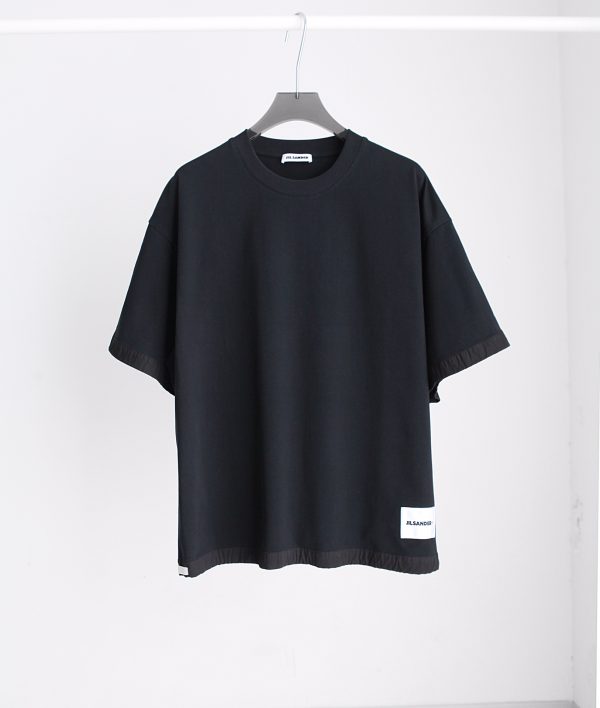 JIL Sander JIL Sander 23 spring and summer new JIL letter patch, basic grape purple loose personality elastic hem half sleeves, round neck short-sleeved T-shirt, high-weight combed cotton twill cotton fabric - Image 11