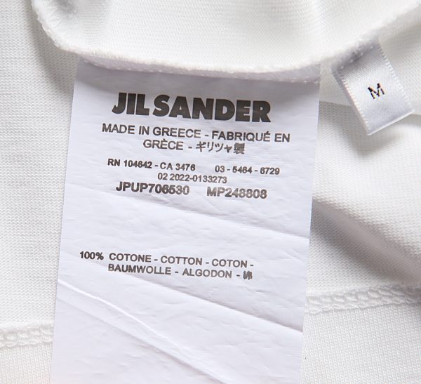 JIL SANDER 23 spring and summer new minimalist chest letter print oversize loose men and women couple round neck short-sleeved T-shirt - Image 5