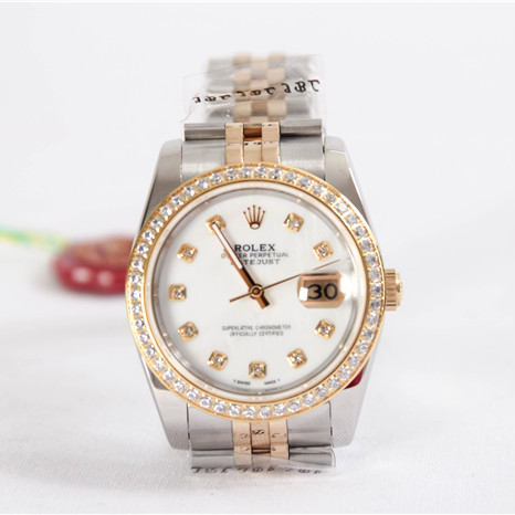 Rolex High Quality Yellow Gold Stainless Steel Datejust Diamond Dome Bezel Wristwatch