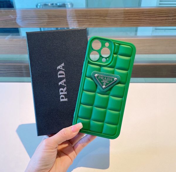Prada premium bv green mobile phone case precision hole square - Image 3