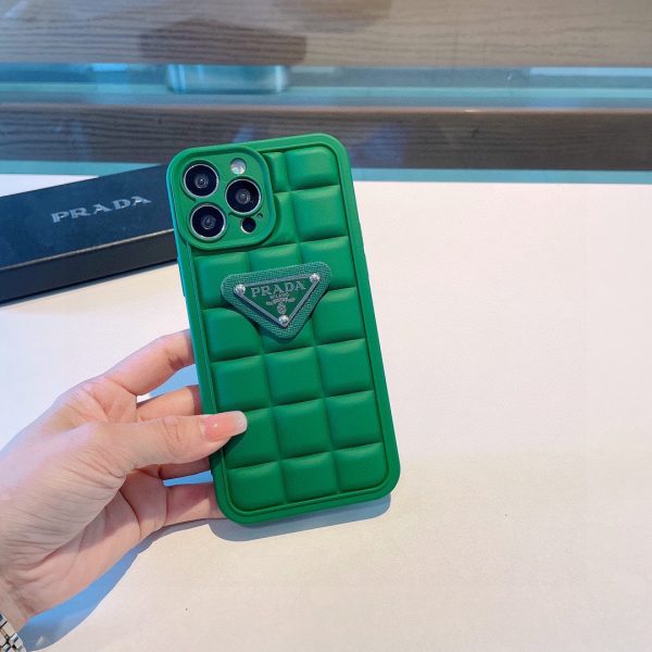 Prada premium bv green mobile phone case precision hole square - Image 4
