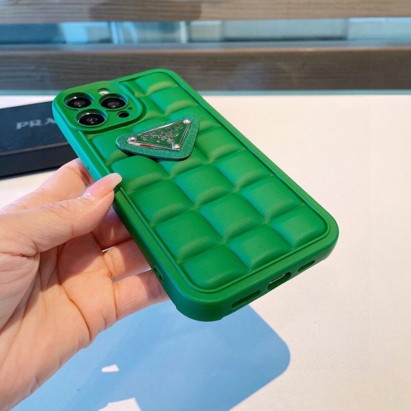 Prada premium bv green mobile phone case precision hole square - Image 5