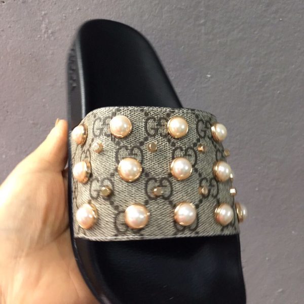 Gucci GG Slides With Pearls - Image 6