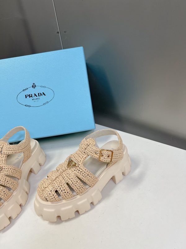 Prada Pradalafi raffia Roman sandals B - Image 3