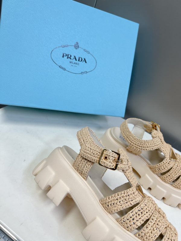 Prada Pradalafi raffia Roman sandals B - Image 9