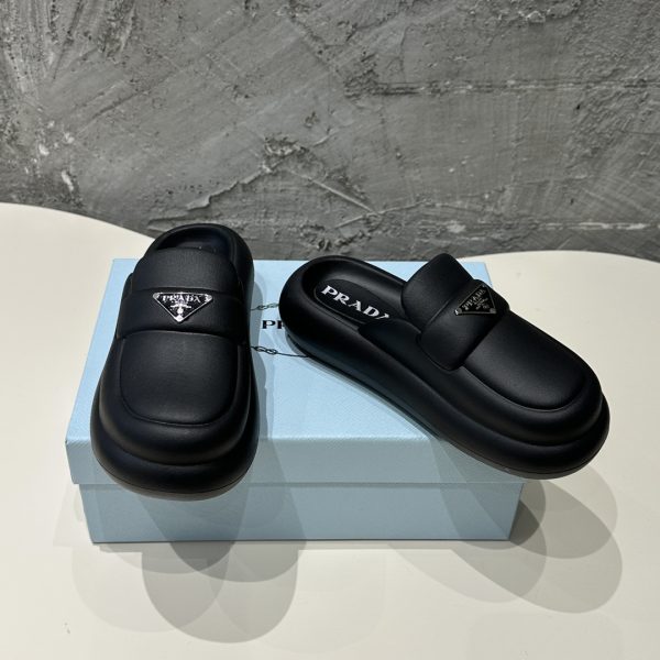 Prada 24SS Spring/Summer new platform toe slippers black - Image 5