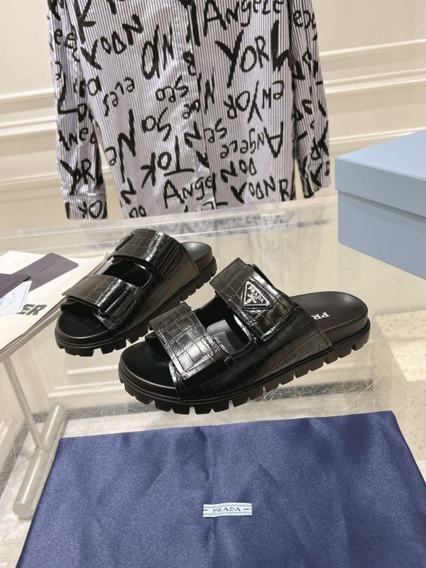 Prada Spring/Summer 2024 New Sandals Double-breasted/Velcro slippers for couples A - Image 3