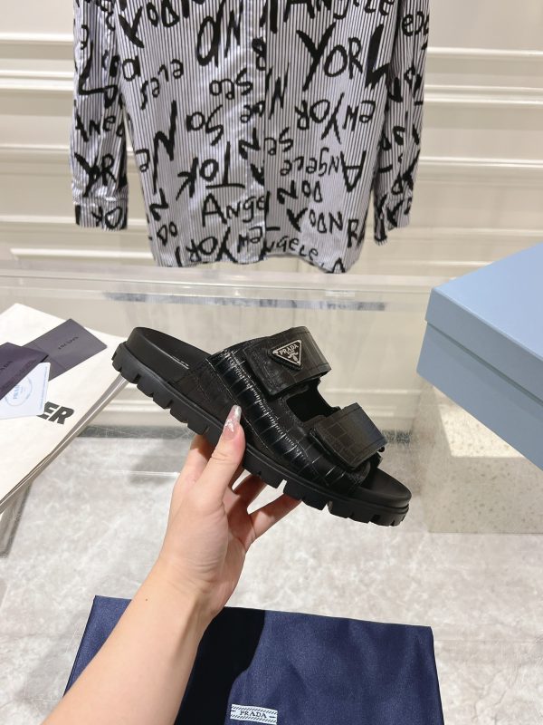 Prada Spring/Summer 2024 New Sandals Double-breasted/Velcro slippers for couples A - Image 6