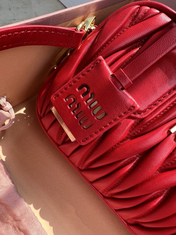 Miumiu new too pretty bowling handbag Red 5BB123 - Image 5