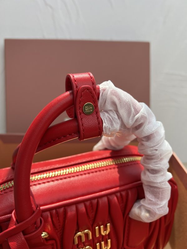 Miumiu new too pretty bowling handbag Red 5BB123 - Image 6