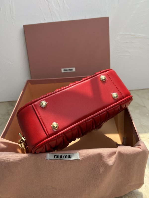 Miumiu new too pretty bowling handbag Red 5BB123 - Image 9