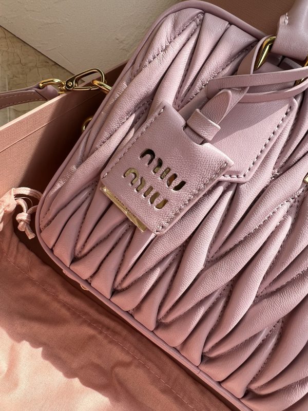 MiuMiu new too pretty bowling handbag rose 5BB124 - Image 5