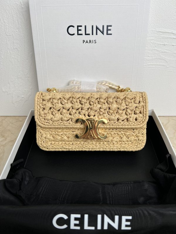 CELINE-E23 Summer Limited Edition TRIOMPHE Plant Braided Chain Handbag 112252