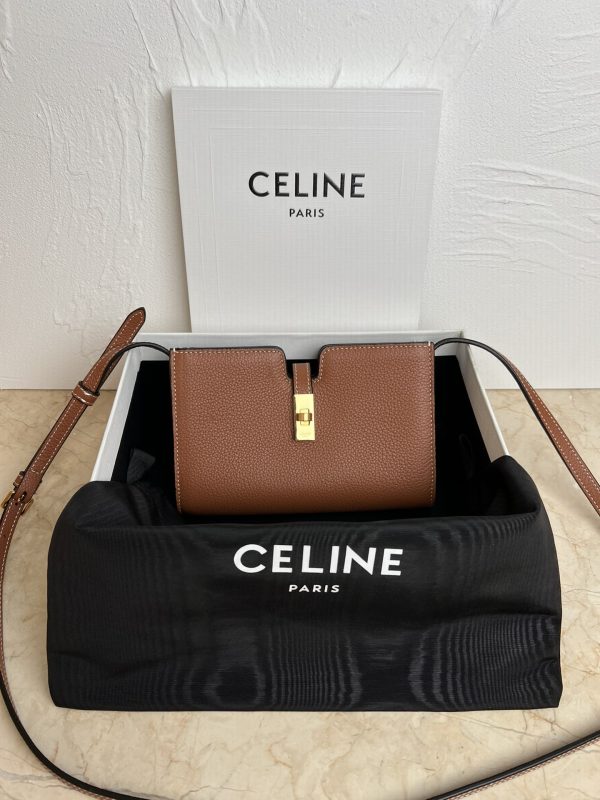 Celine new Mini16 small shoulder bag yellow brown