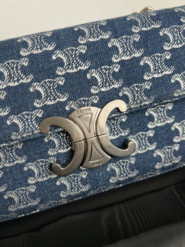 CELIN-E TRIOMPHE SMALL DENIM CHAIN ​​SHOULDER BAG - Image 4