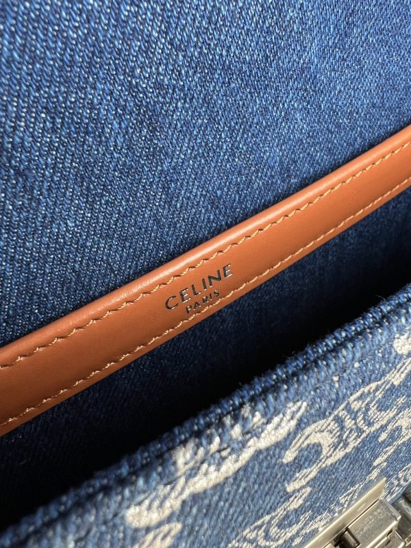 CELIN-E TRIOMPHE SMALL DENIM CHAIN ​​SHOULDER BAG - Image 8