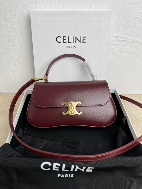 Celine EEN LOLA shiny calf leather handbag red