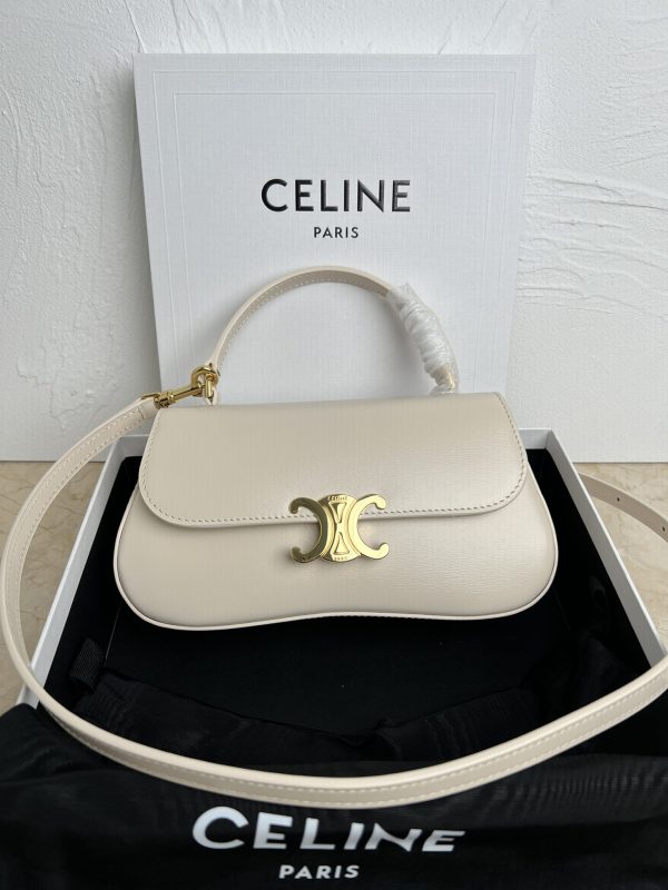 Celine EEN LOLA shiny calf leather handbag white