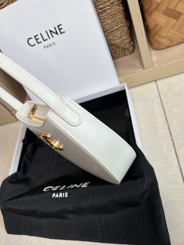 CELINE 2024 New TILLY Medium Shiny Calfskin Handbag white - Image 3