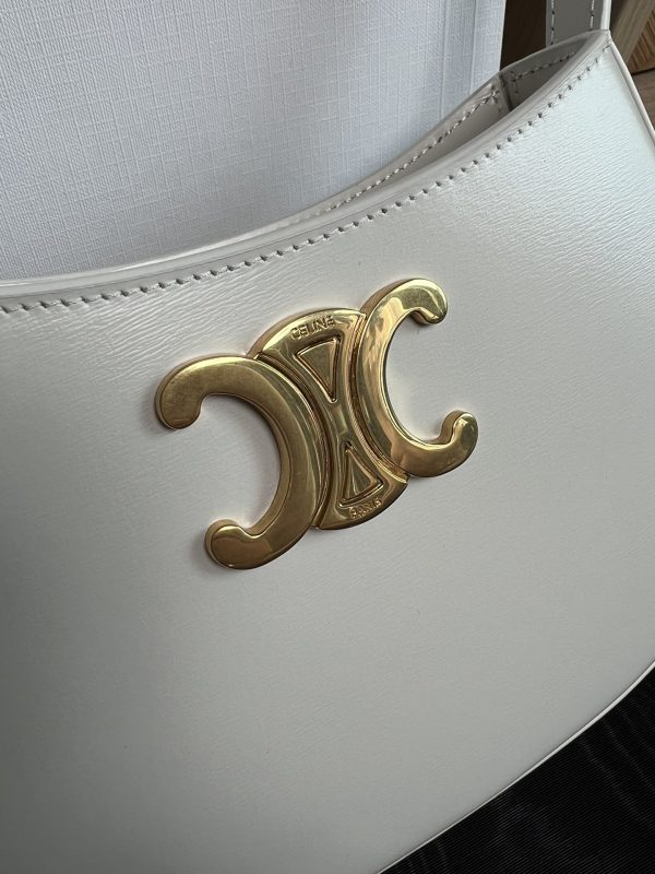 CELINE 2024 New TILLY Medium Shiny Calfskin Handbag white - Image 4