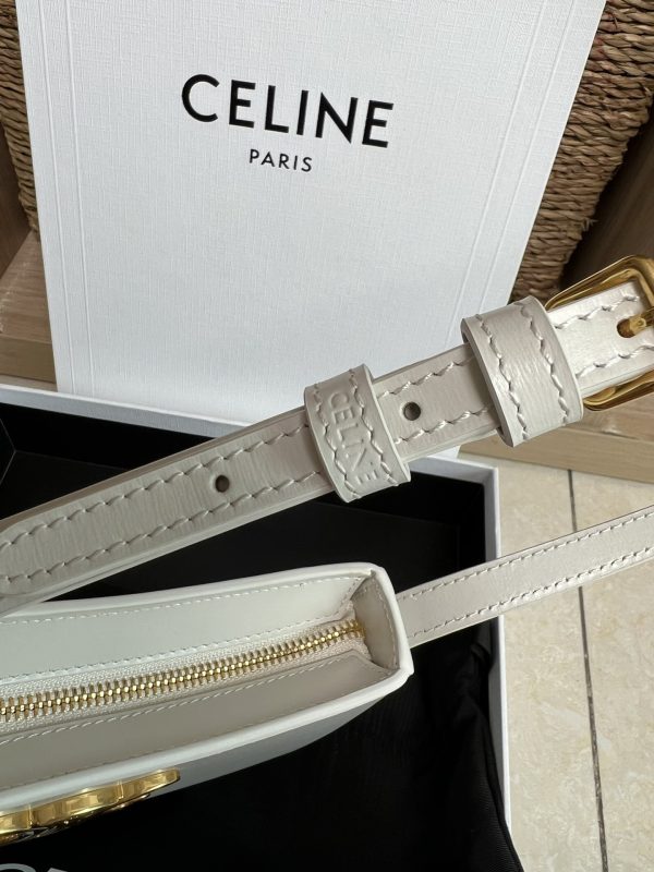 CELINE 2024 New TILLY Medium Shiny Calfskin Handbag white - Image 5