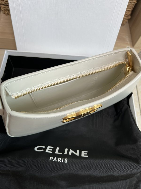 CELINE 2024 New TILLY Medium Shiny Calfskin Handbag white - Image 8