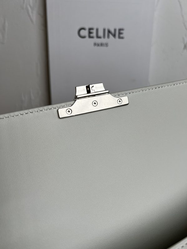 CELINE LOLA Medium Shiny Calfskin Handbag white - Image 6